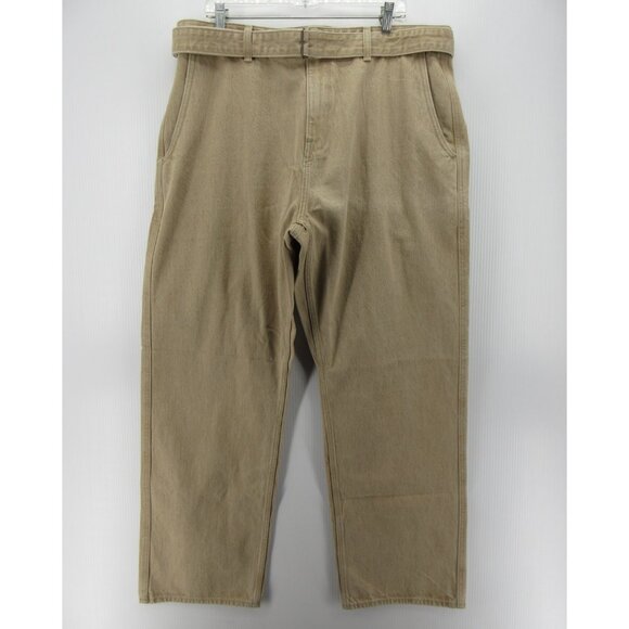 Todd Snyder Pants 38X32 Khaki Heavy Denim Self Belted Loose $298 NEW